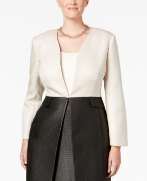 Kasper Plus Size Dot-jacquard Colorblock Jacket