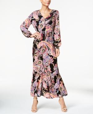 Eci Printed Blouson-sleeve Maxi Dress