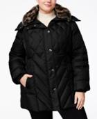 London Fog Plus Size Faux-fur-collar Puffer Coat