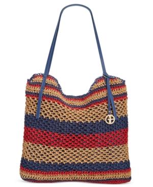 Giani Bernini Striped Woven Tote, Only At Macy's