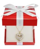 Diamond Necklace, 10k Gold Diamond Baguette Heart Necklace (3/8 Ct. T.w.)