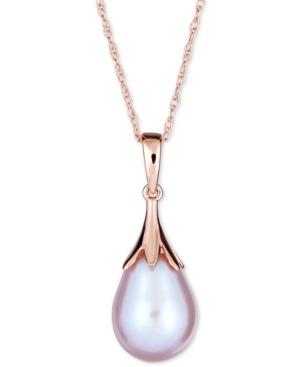 Pink Cultured Freshwater Pearl (9mm) 18 Pendant Necklace In 14k Rose Gold