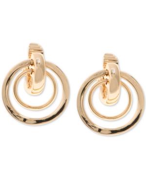 Anne Klein Gold-tone Orbital E-z Comfort Clip-on Drop Earrings