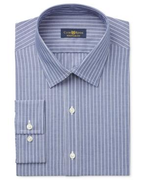 Club Room Estate Men's Wrinkle Resistant Indigo Stripe Dress Shirt, Only At Macy's