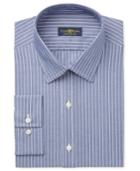 Club Room Estate Men's Wrinkle Resistant Indigo Stripe Dress Shirt, Only At Macy's