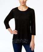Style & Co. Printed-hem Layered-look Top, Only At Macy's