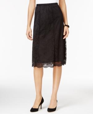 Ny Collection Petite Lace A-line Midi Skirt