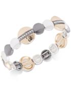 Nine West Tri-tone Pave Disc Stretch Bracelet