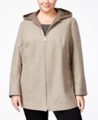 London Fog Plus Size Wool-blend Hooded Walker Coat