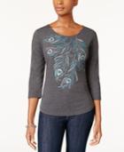 Karen Scott Embellished Scoop-neck T-shirt, Created For Macy's