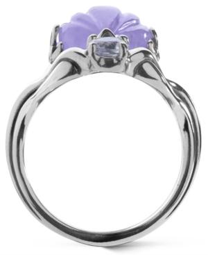 Carolyn Pollack Carved Purple Jade And White Topaz Ring