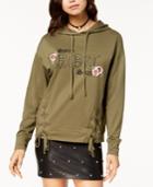 Pretty Rebellious Juniors' Lace-up Graphic Hoodie