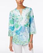Charter Club Paisley-print Embroidered Tunic, Only At Macy's