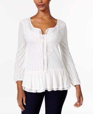 Vintage America Lace-trim Peasant Top