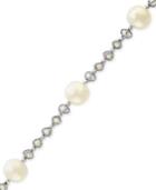 Pearl Lace By Effy Cultured Freshwater Pearl Cage Tennis Bracelet In Sterling Silver (3-1/2mm)