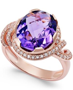 Amethyst (4-3/8 Ct. T.w.) And Diamond (1/3 Ct. T.w.) Swirl Ring In 14k Rose Gold