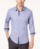 Ryan Seacrest Distinction Men's Blue Micro-pattern Button Placket Woven Shirt, Created For Macy's