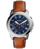 Fossil Men's Chronograph Grant Light Brown Leather Strap Watch 44mm Fs5210