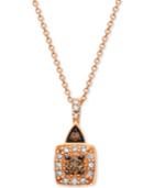 Chocolate By Petite Le Vian Chocolate And White Diamond (1/4 Ct. T.w.) Square Pendant In 14k Rose Gold