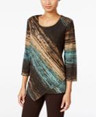 Jm Collection Striped Asymmetrical-hem Top, Only At Macy's