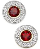 Rhodolite Garnet (3/4 Ct. T.w.) And Diamond Accent Stud Earrings In 14k Gold And Rhodium Plate