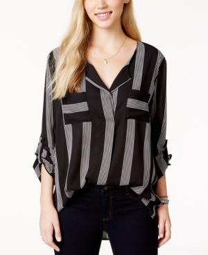 Hippie Rose Juniors' Tab-sleeve High-low Blouse