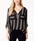 Hippie Rose Juniors' Tab-sleeve High-low Blouse
