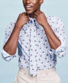 Bar Iii Men's Slim-fit Stretch Easy Care Coral Blue Floral Glenplaid Dress Shirt, Created For Macy's