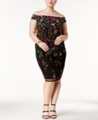 Adrianna Papell Plus Size Beaded Off-the-shoulder Dress