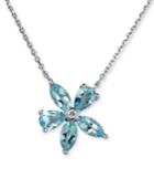 Aquamarine (2 Ct. T.w.) & Diamond Accent Flower Pendant Necklace In 14k White Gold