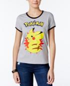 Mighty Fine Juniors' Pikachu Burst Graphic Ringer T-shirt