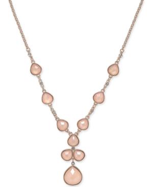 Charter Club Rose Gold-tone Pink Crystal Lariat Necklace, Only At Macy's