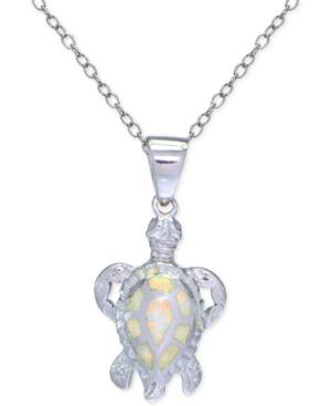 Giani Bernini Iridescent Inlay Turtle Pendant Necklace In Sterling Silver, Only At Macy's