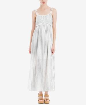 Max Studio London Striped & Ruffled Maxi Dress