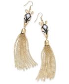 Thalia Sodi Gold-tone Zebra Fringe Drop Earrings, Created For Macy's
