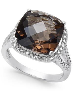 Semi Precious Gemstone (6 Ct. T.w.) And Diamond Accent Ring In Sterling Silver (available In Blue Topaz, Mystic Topaz, Smoky Quartz, Citrine And Green Amethyst)