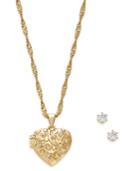 Charter Club Gold-tone Locket Necklace And Earrings