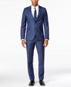 Boss Men's Extra-slim Fit Blue Check Suit