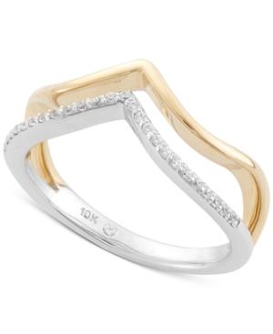 Wrapped Diamond Midi Ring (1/10 Ct. T.w.) In 10k Yellow And White Gold, Created For Macy's
