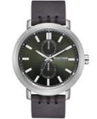 Kenneth Cole Reaction Men's Gray Faux Leather Strap Watch 45mm