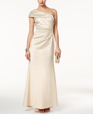 Vince Camuto Satin Foldover One-shoulder Gown