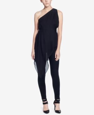 Catherine Malandrino One-shoulder Asymmetrical Silk Top