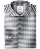 Ben Sherman Men's Slim-fit Black & Light Blue Dobby Check Dress Shirt