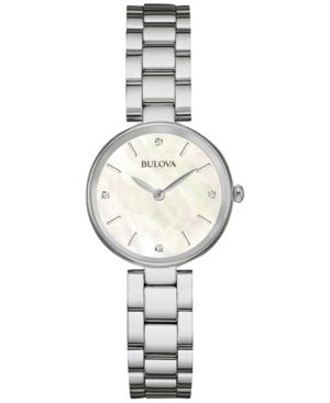 Bulova Women's Diamond Accent Stainless Steel Bracelet Watch 27mm 96p159