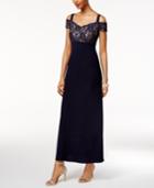 R & M Richards Lace Cold-shoulder Gown