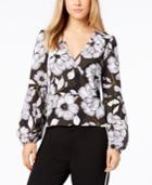 Bar Iii Printed Blouson-sleeve Surplice Top, Created For Macy's