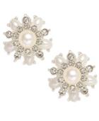 Charter Club Silver-tone Imitation Pearl Cluster Clip-on Earrings