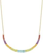 Multi-stone Crescent Pendant Necklace In 18k Gold Over Sterling Silver (12 Ct. T.w.)