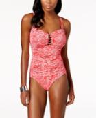 Swim Solutions Tummy-control Beaded One-piece Swimsuit Women's Swimsuit