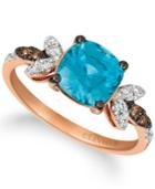 Le Vian Blue Zircon (2 Ct.t.w.), Nude Diamonds (1/5 Ct.t.w.), And Chocolate Diamonds (diamond Accent) Ring Set In 14k Rose Gold